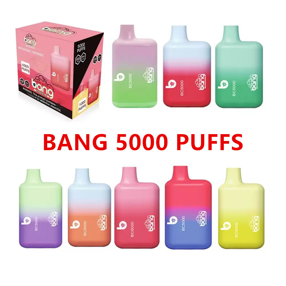 

100% Bang BC5000 Disposable Vape Pen E cigarette With Rechargeable 650mAh Battery Prefilled 11ml Cartridge Pod ZOOY 5000 Puffs Vapor Box