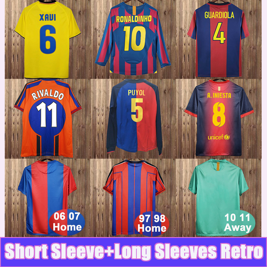 

97 98-12 13 RIVALDO Retro Mens Soccer Jerseys 100th XAVI PUYOL A. INIESTA RONALDINHO SUAREZ IBRAHIMOUIC GIOVANNI PIQUE HENRY Football Shirt, Fg11393 2012 2013 home