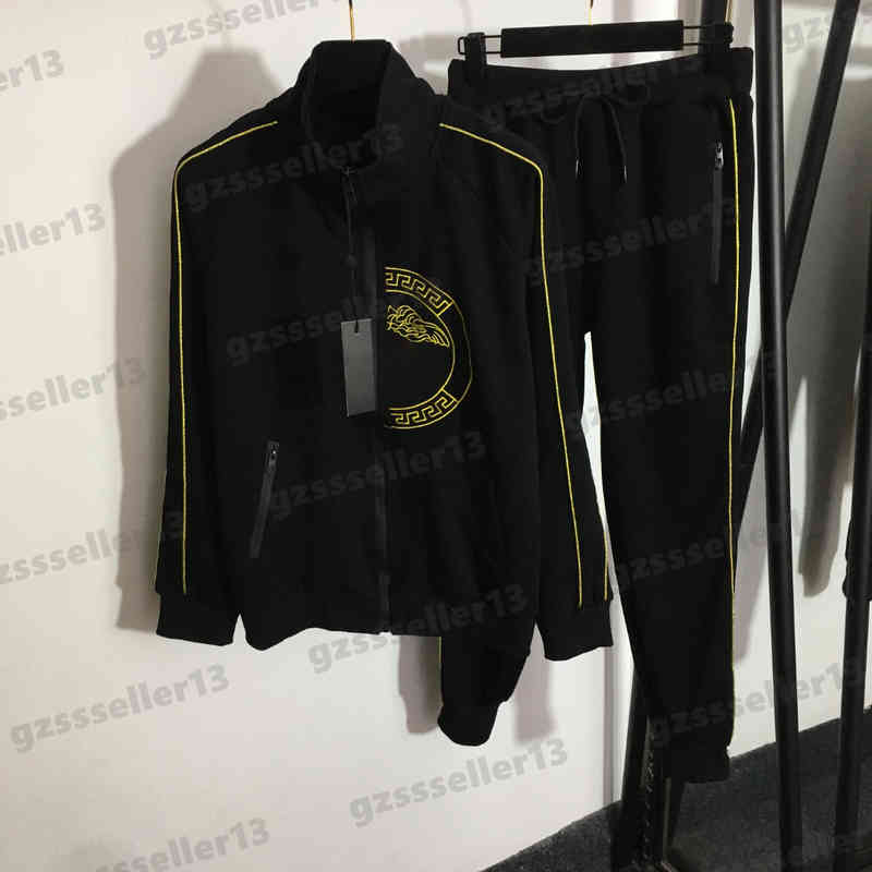 

Designer Womens Tracksuits Embroidery Pattern Two Piece Sets Stand-up Collar Long-sleeve Zipped Jacket And Casual Trousers Jogging Suit Size S- 0912, 13