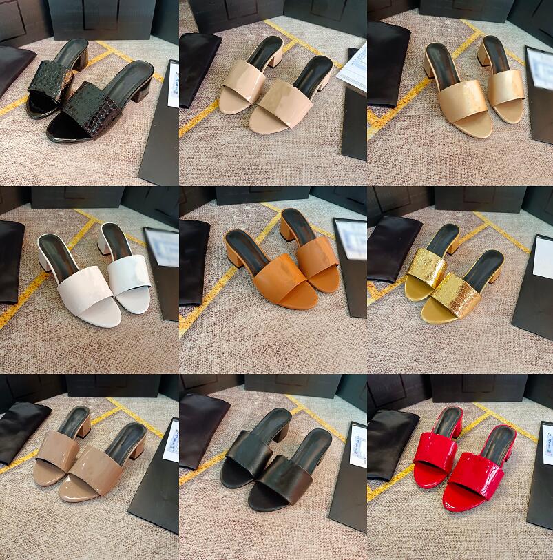 

Alligator Pattern Leather Slippers Summer Women Chunky Heel Sandal Luxury Calfskin Slides Womens Low Heel Sandals High-Heeled Slippers, Not for individual sale