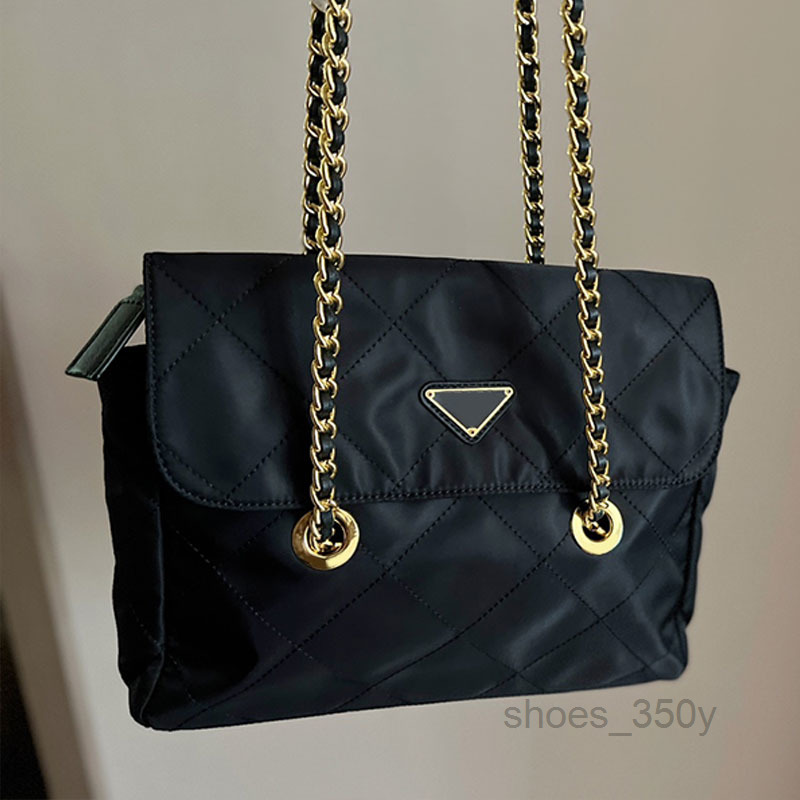 

Evening Bags Diamond Lattice Chain Messenger Bag Quilting Crossbody Shoulder Bags Women Flap Axillary Bag Zipper Parachute Material Gold Ha