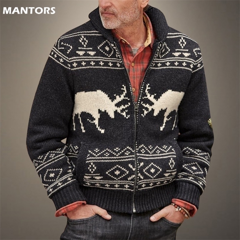 Hommes chandails veste de noël hiver cachemire laine Cardigan mode Jacquard tricoté pull épais chaud mince manteaux 220905