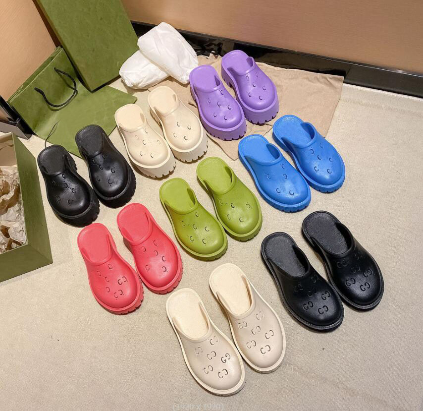 

Luxury Brand Slippers Thick Bottom Hollow Shoes EVA Men Women Soft Sole Breathable Large Head Thick Flat Bottom Slippers Size35-44 No Box, Beige 5.5cm