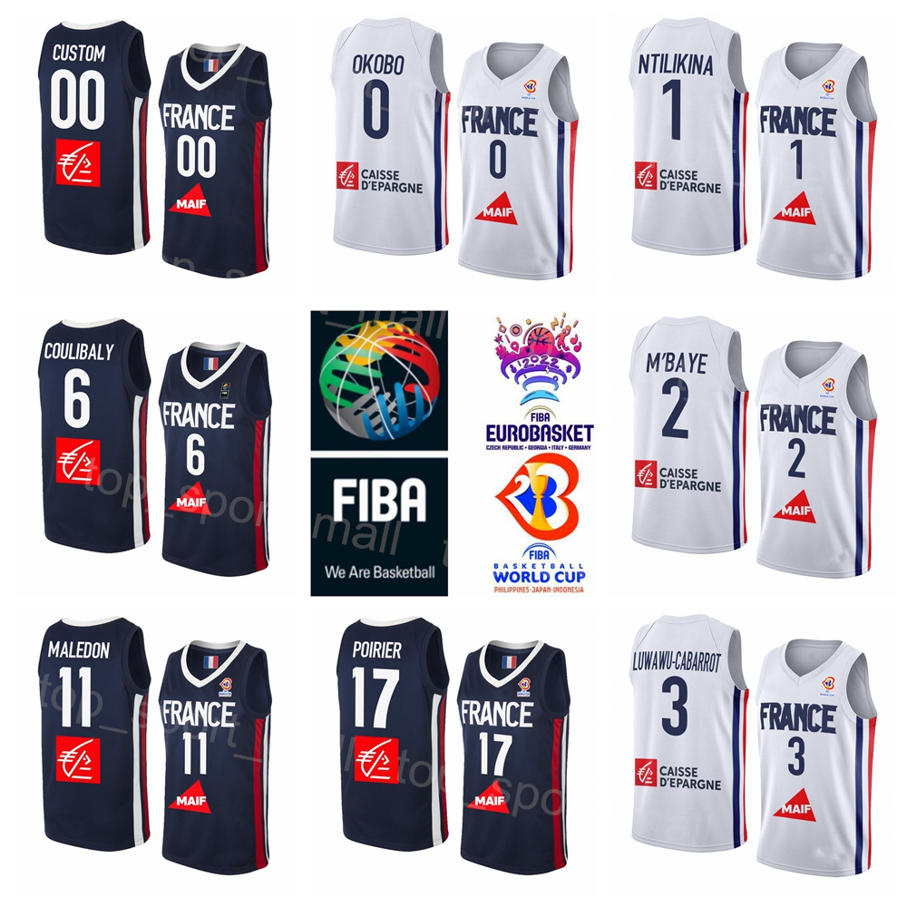 

Printed 2022 EuroBasket France Basketball Jersey National Team 7 Guerschon Yabusele Evan Fournier Victor Wembanyama Rudy Gobert Vincent Poirier Thomas Heurtel, Navy
