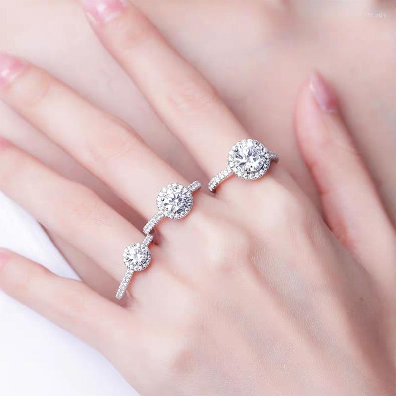 

Cluster Rings Genuine Moissanite Engagement 100% Sterling Silver 0.5ct 1ct 2ct Round Brilliant Diamond Wedding Band Promise