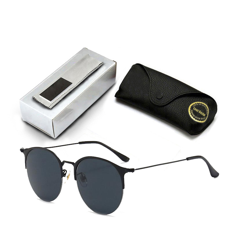 Retro Vintage Round Mirror Rays Sunglasses Men Band Designer Sun Glasses Women Alloy Metal Frame Black Lens Eyewear Driving UV400 3578G21 With Logo