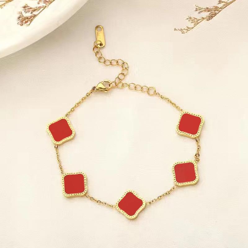 

Brand Designer Bracelet Classic Flower Gold Buckle Beads Hand Men For Women Couple Bracelets Luxury Fashion Gift Lady Hardware Womens Four Leaf Clover charm