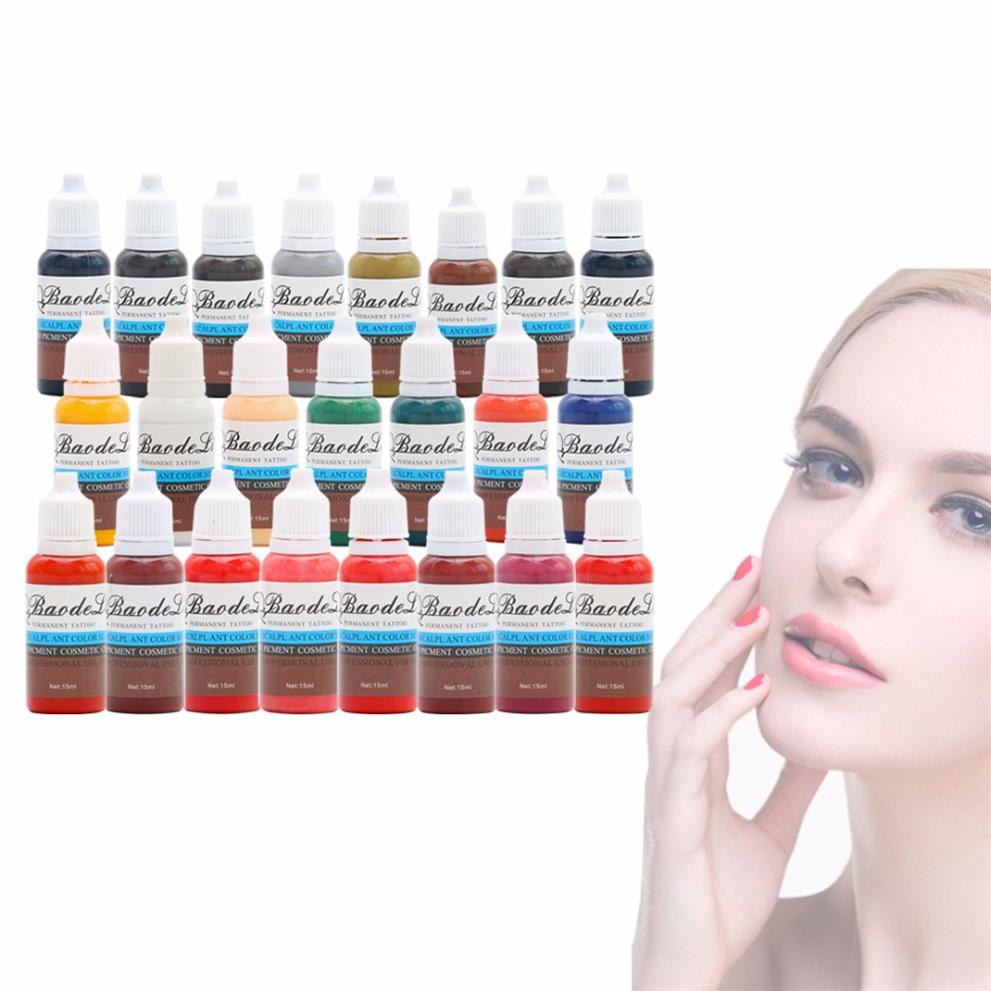 

Permanent Makeup Ink Eyebrow Tattoo Ink Set 15ML 23 Colors Lip Microblading Pigment Professional Tattoo supplies255q