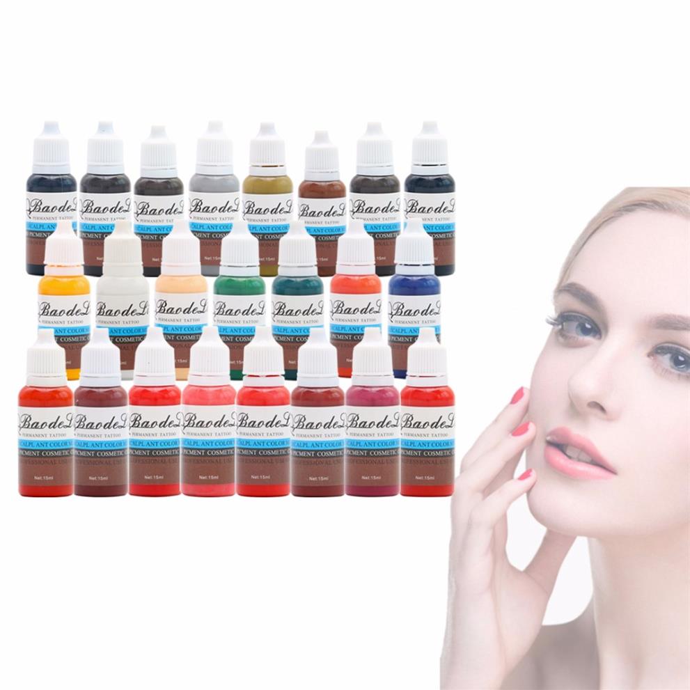 

Permanent Makeup Ink Eyebrow Tattoo Ink Set 15ML 23 Colors Lip Microblading Pigment Professional Tattoo supplies255q
