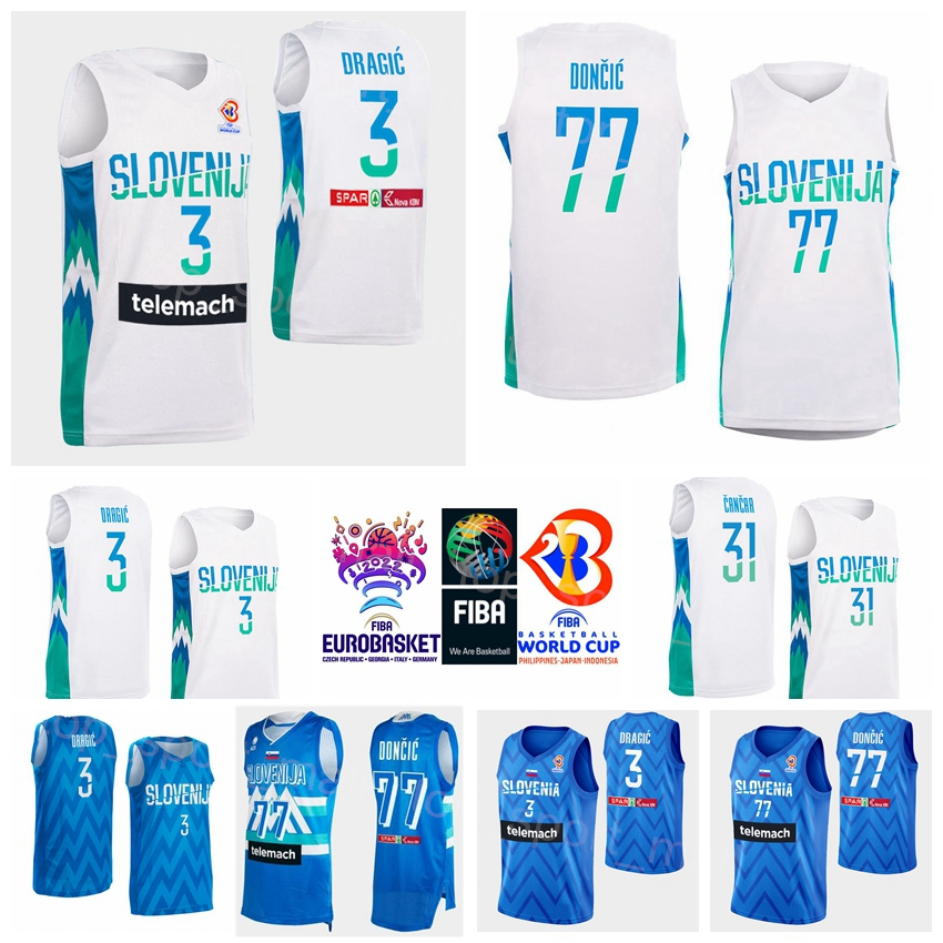 

Printed National Team Basketball Slovenia Jersey 2022 EuroBasket 31 Vlatko Cancar 27 Ziga Dimec 4 Ziga Samar 5 Luka Rupnik 6 Aleksej Nikolic 7 Klemen Prepelic Sport, With eurobasket patch