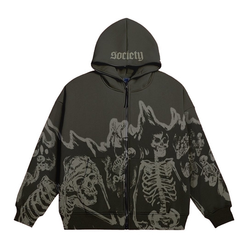 

Mens Hoodies Sweatshirts Streetwear Crewneck skeleton Hoodie Couple style Y2K retro hoodie Zipper Oversized sweatshirt Gothic top 220906