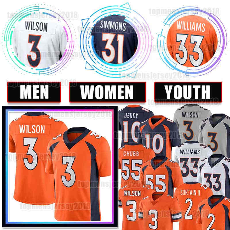 

3 Russell Wilson Football Jersey 10 Jerry Jeudy 2 Patrick Surtain II Justin Simmons Javonte Williams Peyton Manning Courtland Sutton John Elway Bailey Dalton Risner, Men [s-xxxl]