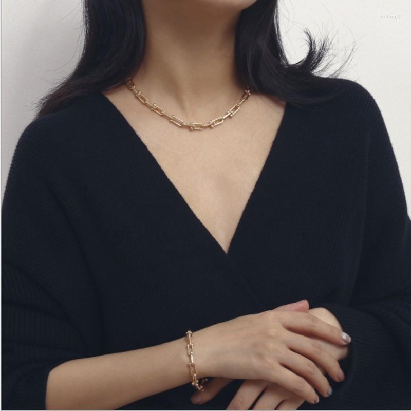 

Choker High Quality Link Chain Necklaces For Women Creative Design Gold Necklace Jewelry Collares