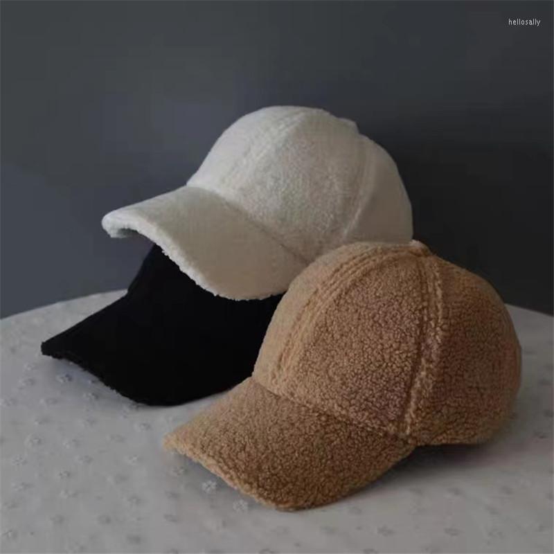 

Ball Caps 2022 Fashion Wool Baseball Cap Warm Thicken Winter Hat Men Women Hats Solid Color Lamb Fur Wholesale Casquette Femme, C winter hat