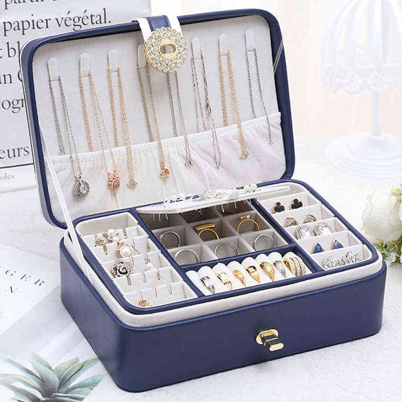 

Jewelry Boxes Double Large Capacity Pu Leather Waterproof Chain Bracel J220823