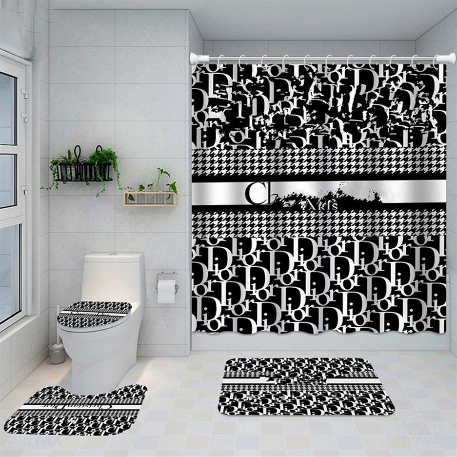 

printed classical design Shower Curtains waterproof Bathroom supplies multifunctional partition luxury curtain bath door mat219Q