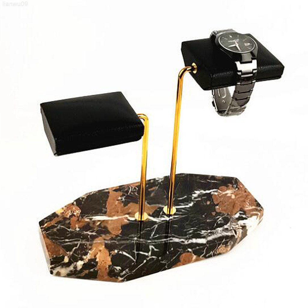 

Watch Boxes Cases Marble Green Base Gold Support Display Stand For Bracelet Double Jewelry Organizer Placement Jewelry Stand J220825 J220906