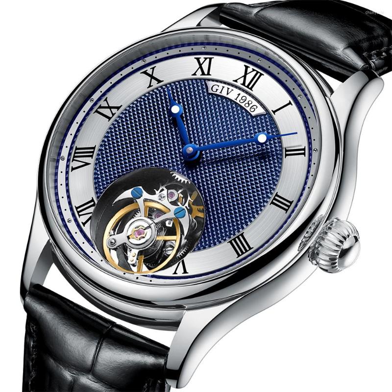 

Wristwatches GIV Flying Tourbillon Mechanical Skeleton Luxury Watch Movement For Men Sapphire Waterproof Watches Man, 7021pzrw