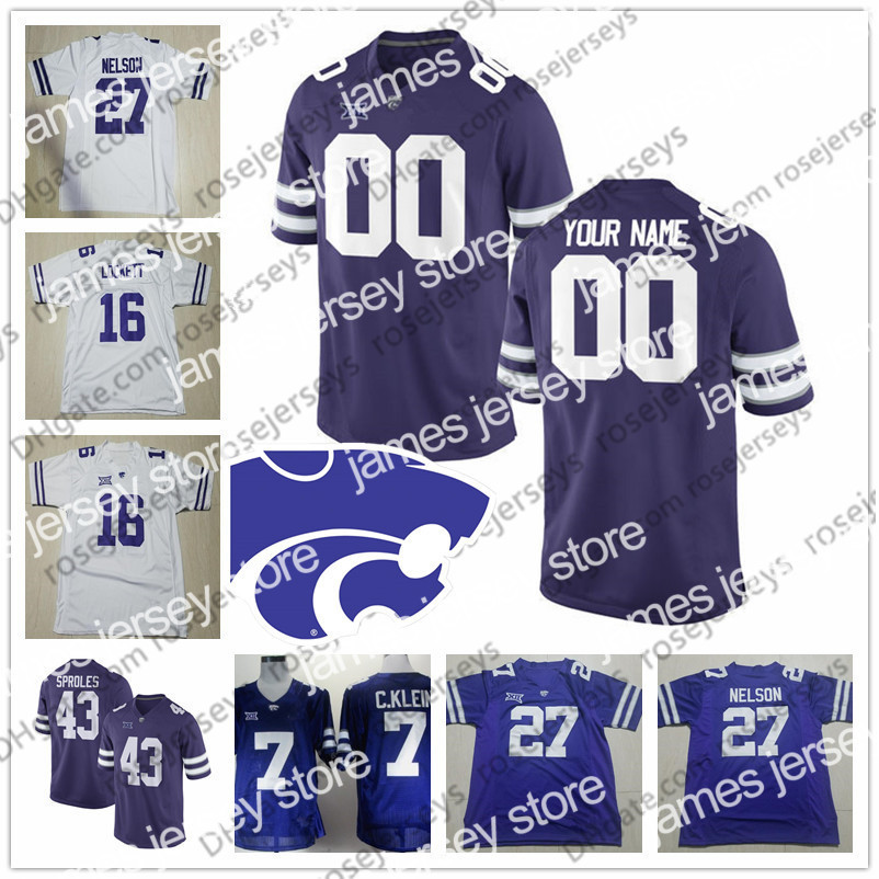 

American College Football Wear 2019 Kansas State Wildcats #4 Malik Knowles 22 Joe Ervin 48 Glenn 11 Steve Grogan Purple White CUSTOMIZED Jersey 4XL