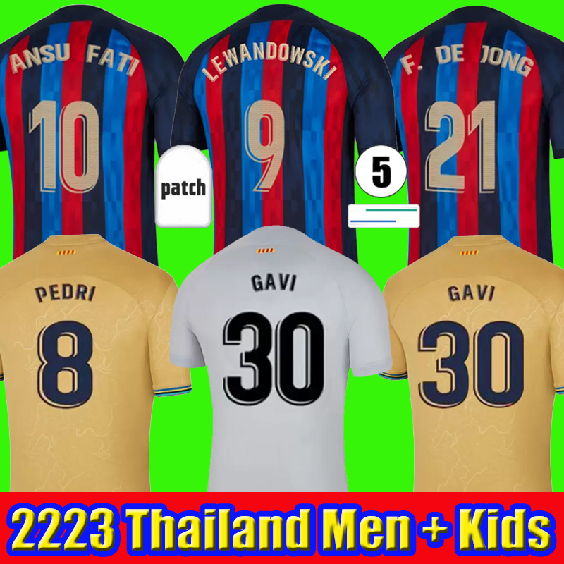 

22 23 Camisetas de football soccer jerseys PEDRI LEWANDOWSKI GAVI 2022 2023 FC ANSU FATI FERRAN RAPHINHA barcelona DEST football shirt men barca kit kids equipments, 2223 away + lfp