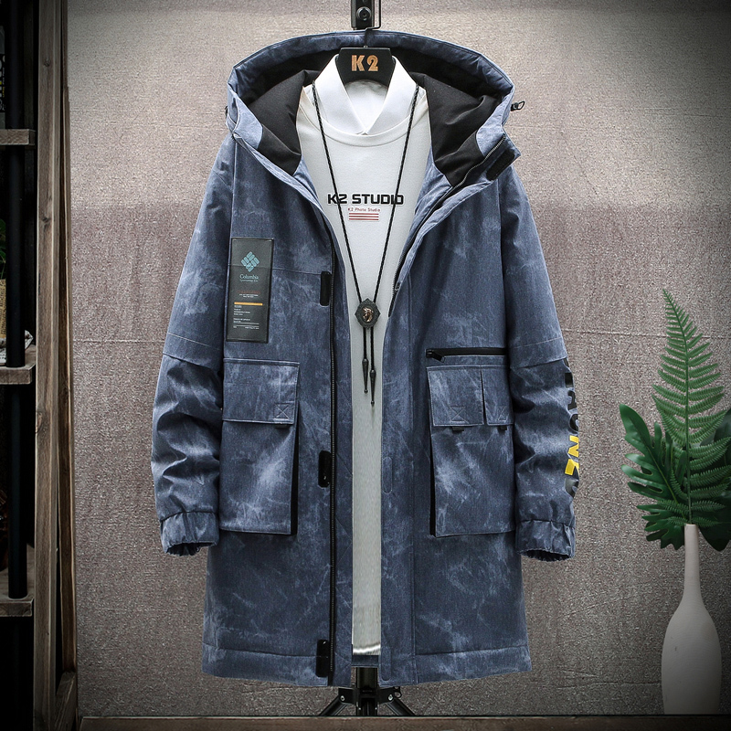 Men's Trench Coats Fashion Men's Autumn Camouflage Youth Mid-Length Hooded Jackets Streetwear Long Coats Outwear Tops Spring Male Windb