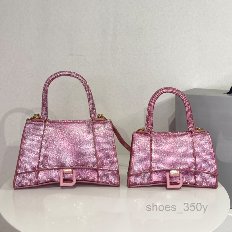 

Evening Bags Rhinestone Hourglass Bag Shimmer Crossbody Crescent Bag Handbag Women Hobo Purses Real Genuine Leather Ladies Shoulder Bags Fu