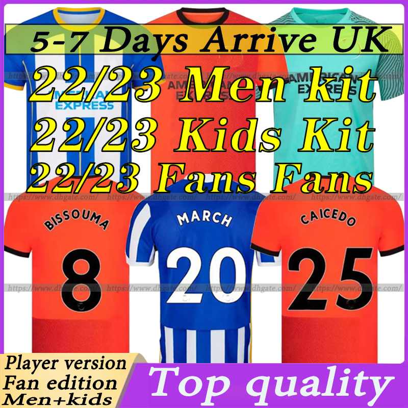 

22 23 Soccer Jerseys MARCH WEBSTER TROSSARD Mac Allister Mwepu CONNOLLY Moder 2022 2023 Home Away men kids kit Blue Football Shirt Seagull, 22/23 fans version away