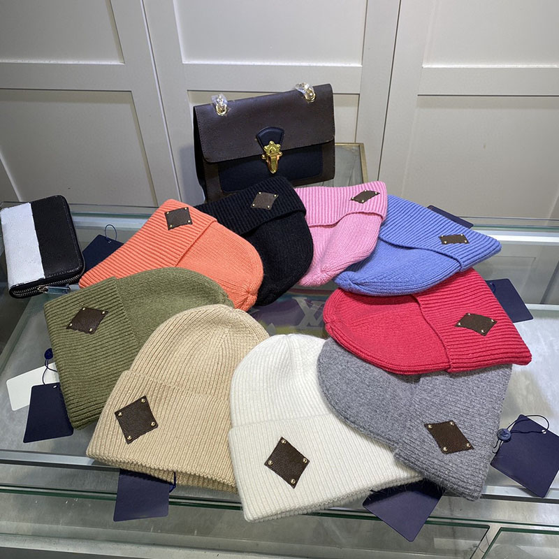 Knitted Beanie Winter Hat for Mens Womens Classic Wool Beanies Fashion Letter Warm Hats Stylish Sreet Style Hats High Quality 9 Colors