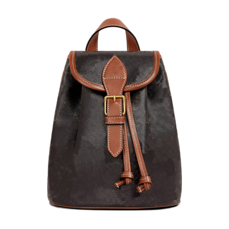 

F0LC0 Iconic Print Calfskin Mini Backpack Designer Drawstring Backpack Fashion Women Handbags vintage pattern Shoulder Purse 197662 FOLCO 20x17x10cm, Tan folco logo print