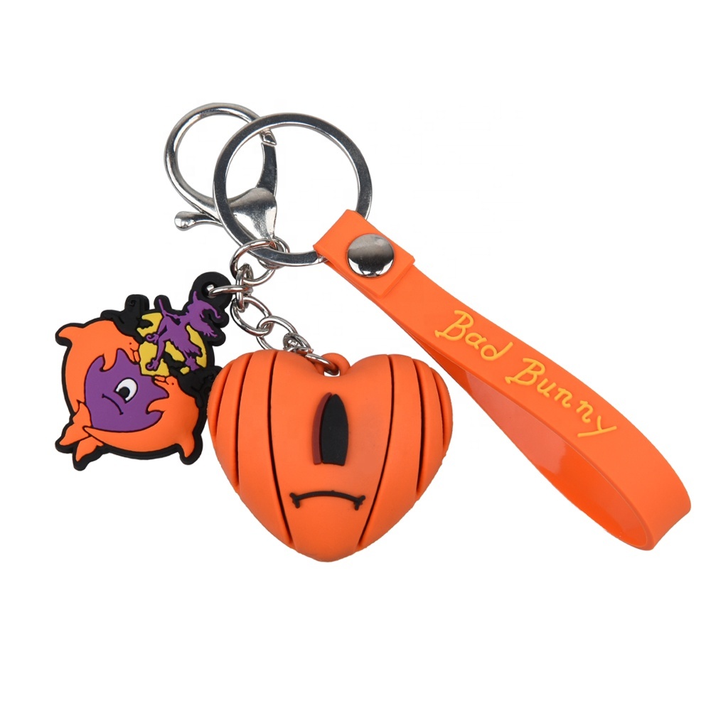 

Key Rings Rubber Pvc 3d Cute Acrylic Keychains Kawaii Anime Silicone Heart Bad Bunny Croc Charm Keychain