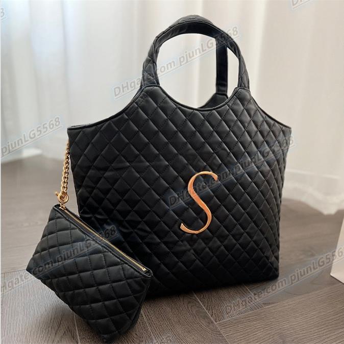 

Top quality shopping bag made of quilted lamb skin by fashion designer black and white classic color large women's leisure handbag women's Fashion Shoulder Purse