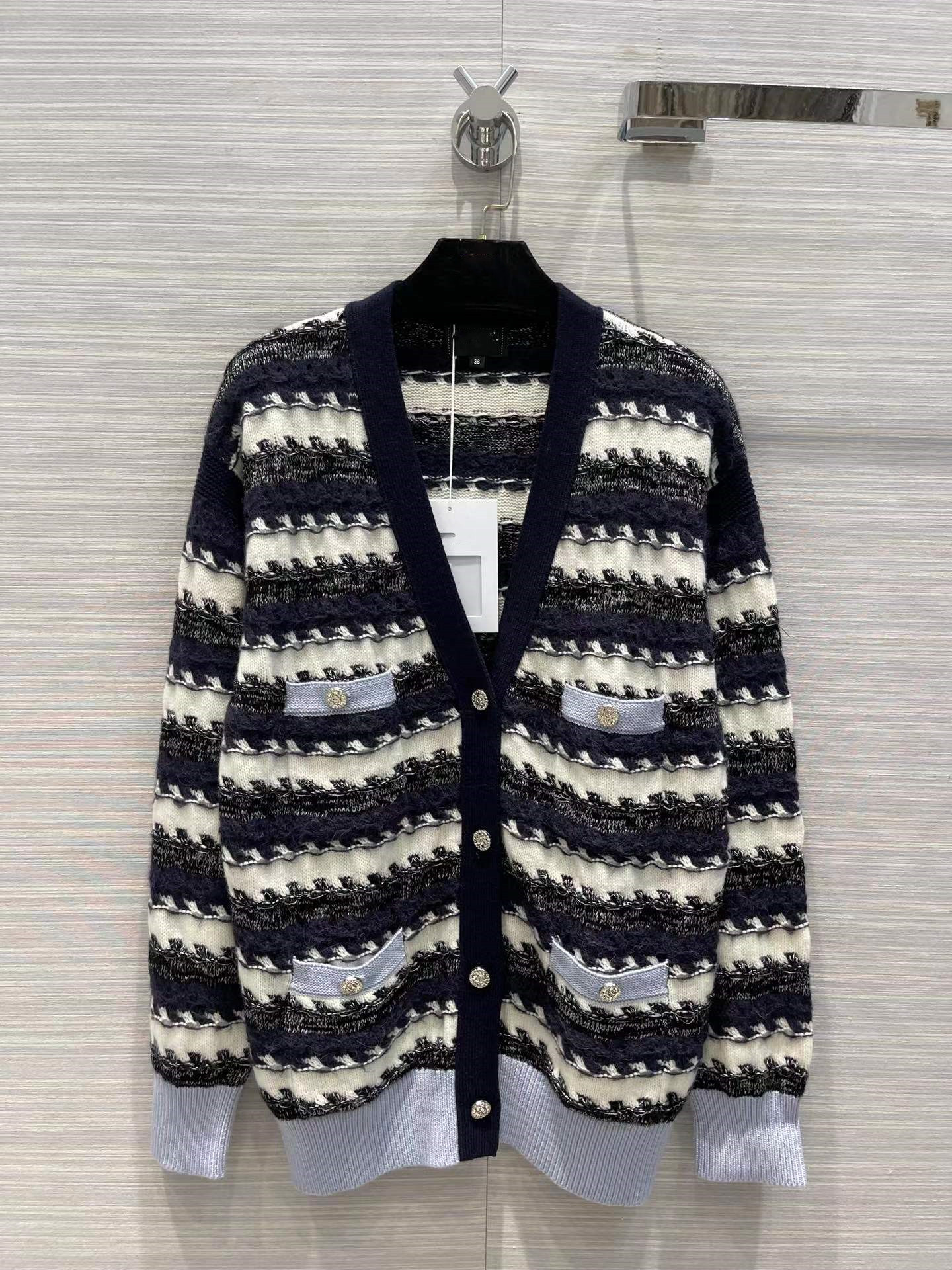 

2022 New Autumn Winter Milan Runway Sweaters V Neck Long Sleeve Women' Sweaters High End Jacquard Cardigan Designer Sweater 0906-11, Picture color