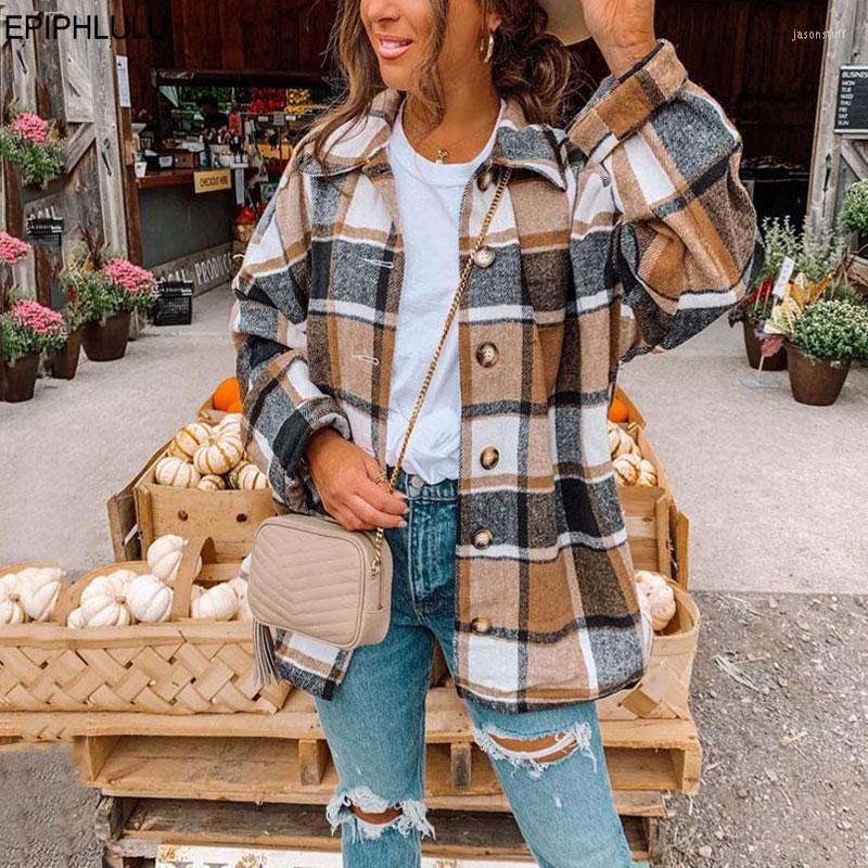 

Women' Jackets Autumn Plaid Jacket Women Overshirt Long Checkered Woman Female Sleeve Winter Shirt Coats For 2022, Rose red