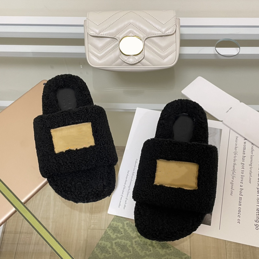 

Mens Womens Cobranded Woolen Slippers Fashion Designer Sandals Soft Fur Winter Indoor Outdoor Slipper Shoes with Box Size 35-42, Blue