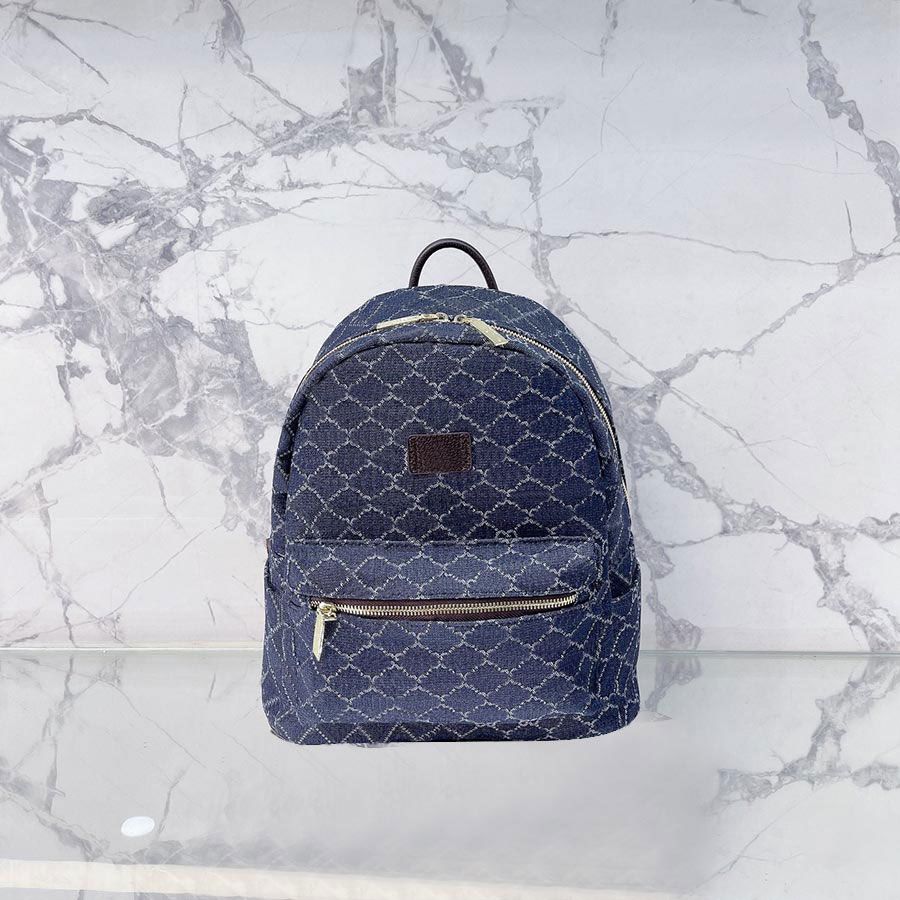 

Designer Backpack Bags Classic Canvas Handbags Blue Double Letter Back Pack Large Capacity Zipper Top Quality Multi Pockets Sport Schoolbag