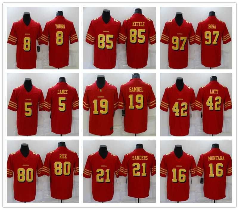 

Jersey San Francisco''49ers''MEN Women Montana Jerry Rice George Kittle Trey Lance Nick Bosa Deebo Samuel Red Gold Vapor Untouchable Stitched''nfl