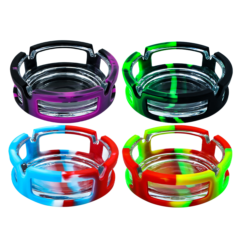 

Glass Smoking Ashtray For Tobacco Smoke Easy to Clean Silicone Cigarette Holder durable bong