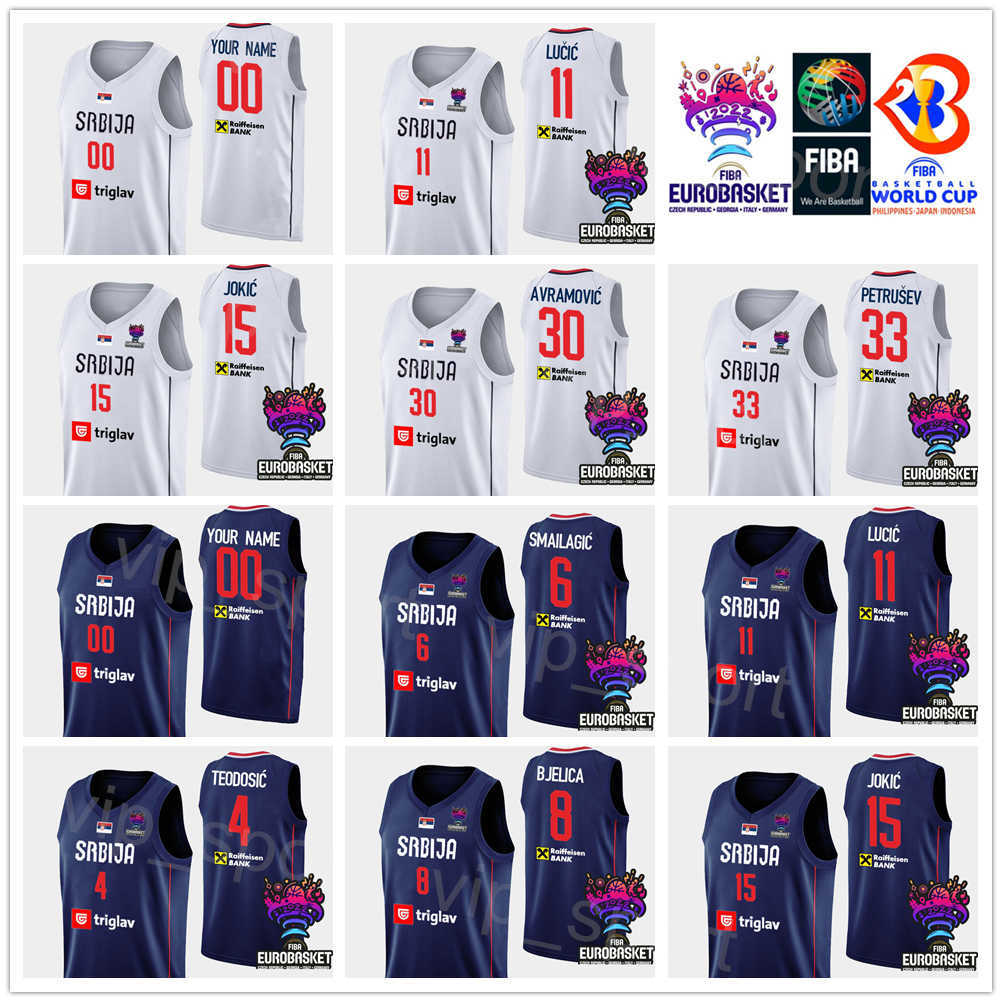 Maillot de basket-ball de l'équipe nationale Srbija Serbie EuroBasket Vladimir Lucic Nemanja Bjelica Alen Smailagic Filip Petrusev Marko Jagodic-