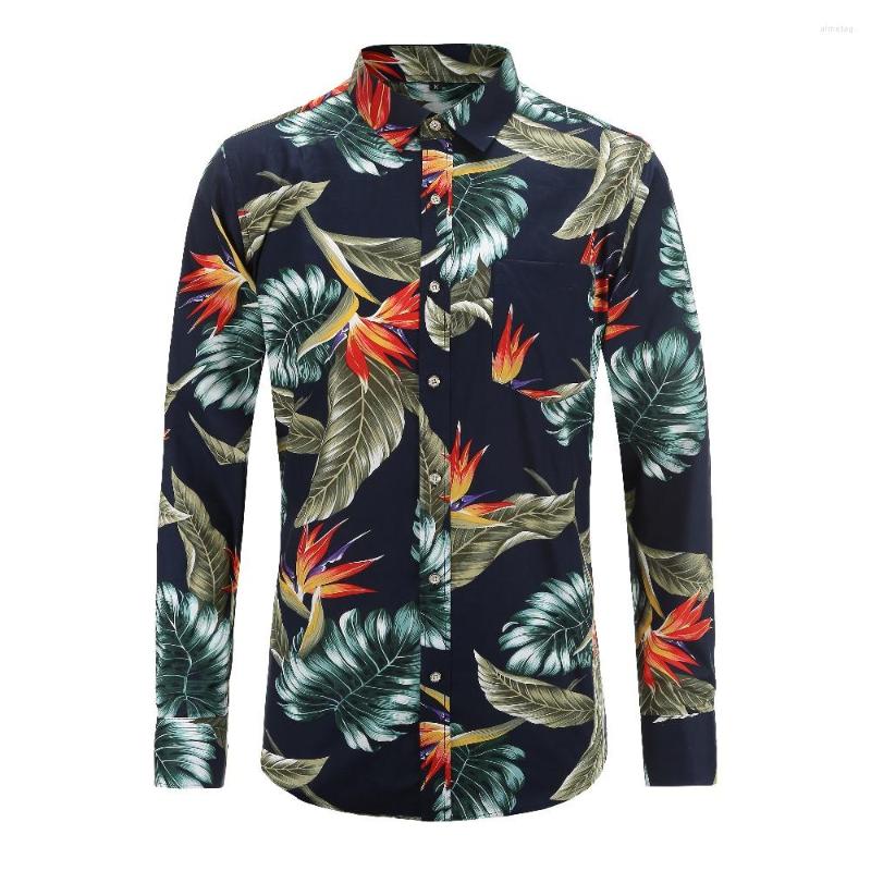 

Men's Casual Shirts 2022 Floral Printed Men Cotton Fashion Dress Shirt Slim Fit Male Long Sleeve Brand Social Clothing 3XL, Jl045pr004