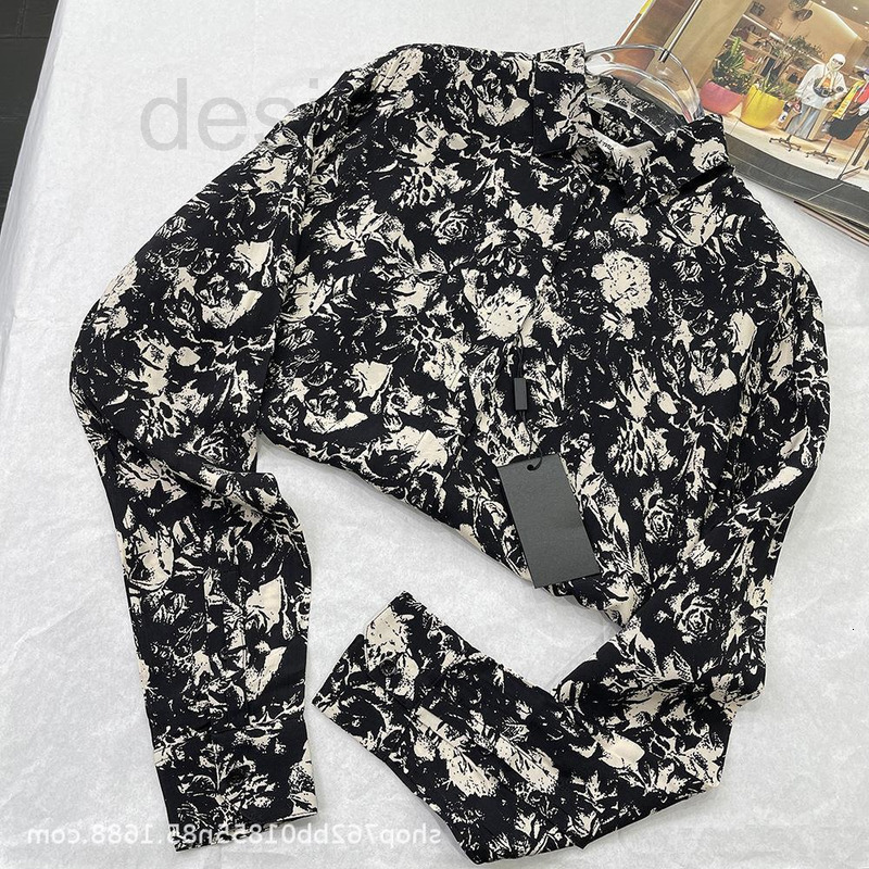 

Women's Blouses & Shirts designer Genuine 22ss new French Rose Print Shirt comfortable silk temperament yuppie top women W71J, 2# packing bag