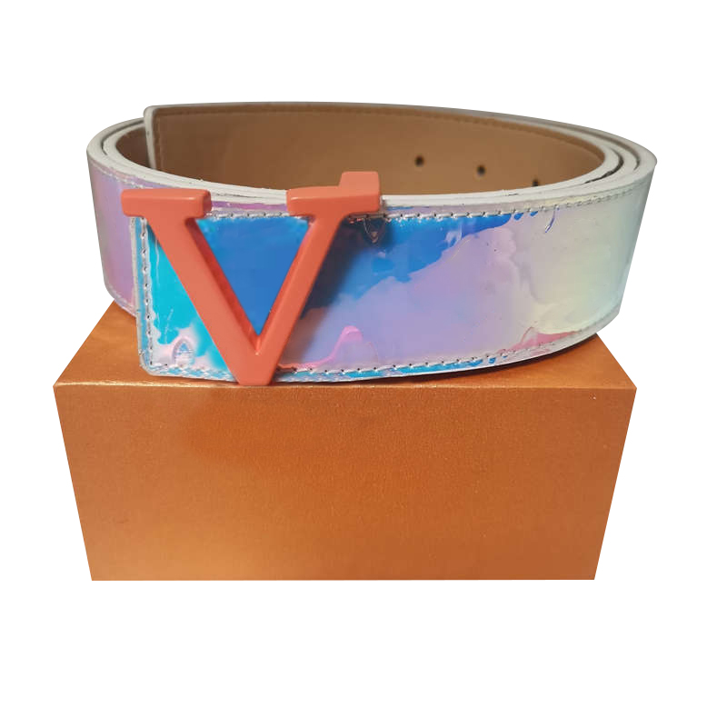 

Luxury Belts Men Women Fashion Brand Leather Belt Designer Classic Orange waistbands Buckle Blue Brilliant Colorful Coating 3.8cm Wide Top Quality Belt with box, Belt and box
