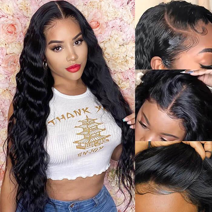 360 150% Lace Front Wigs Human Hair Loose Deep Wave Frontal for Black Woman 4x4 Pre Plucked Hairline with Baby-image-799910261