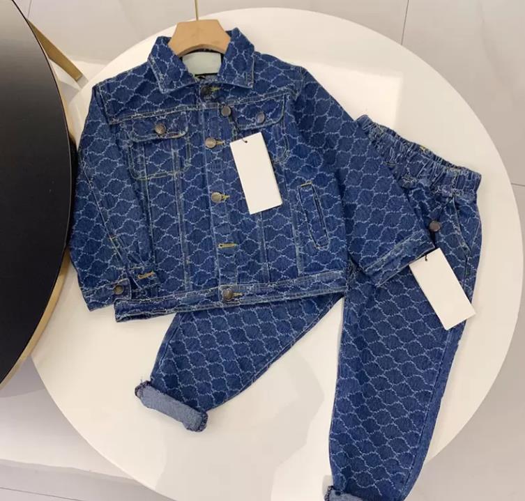 Nouveaux v↑tements pour enfants ensembles de veste en jean garon girl saut-jet jeans manteau mode combinaison classique short baby pantalon vest
