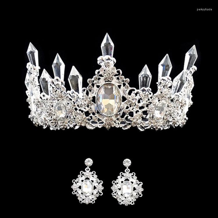 

Headpieces European And American Fashion Bride Handmade Diamond Crystal Column Crown Tiara Wedding Hair Studio Accessories