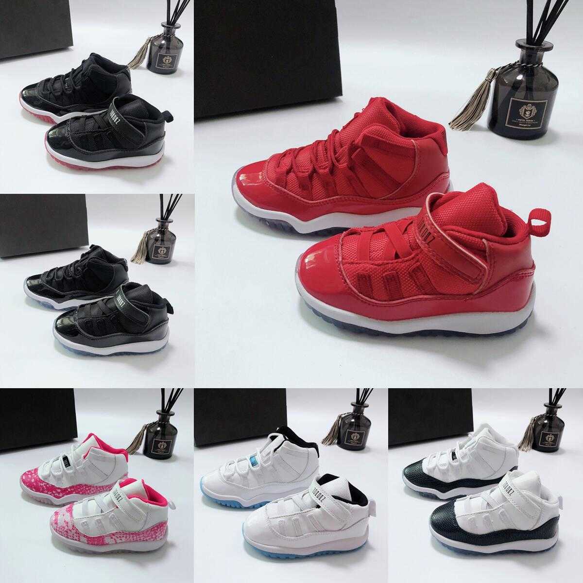 Chaussures de basket-ball pour enfants 11 11s Prom Night Boy Girl Varsity Red Sneakers University Blue Sports Space Jam formateurs taille eur 22-