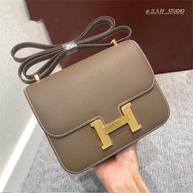 

Leather Bags Bags Herme Designer High Constanc quality light luxury armpit Kangkang bag for women 2022 new messenger tofu small square h but, Elephant gray