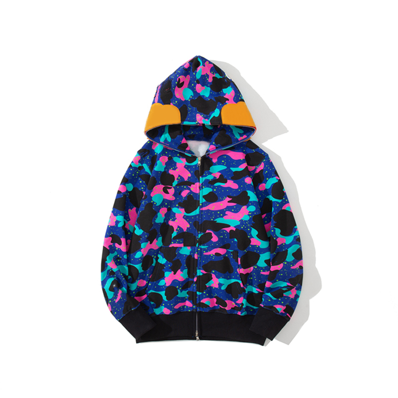 

designer Mens hoodies High quality tiger full zip hoodie jacket stylist men women color grid Harajuku sweatshirt Fashion co-branding Reflective shark hoodys 2-13, 1 button