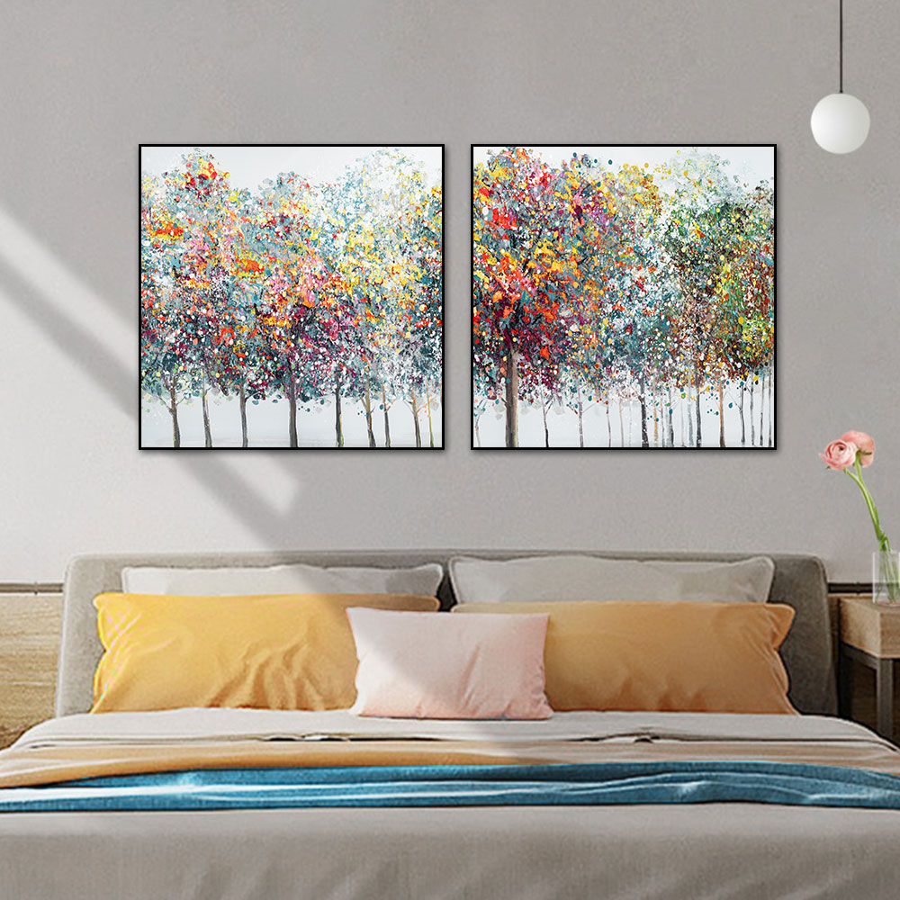 

Canvas Painting Abstract Colorful Trees Oil Painting Modern Nordic Wall Art Posters And Prints For Living Room Home Decoration