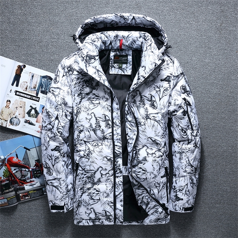 Men's Down Parkas Fashion Brand Winter Thick White Duck Casual Jacket Coat Camouflage Hooded Black 220906