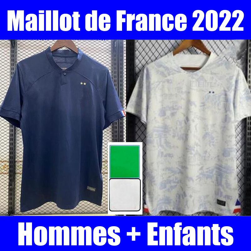 

22 23 BENZEMA MBAPPE GRIEZMANN soccer jersey 2022 French KANTE POGBA ZIDANE GIROUD MATUIDI VARANE PAVARO equipement Maillot de football shirt Men kids kit Set, Men home +patch